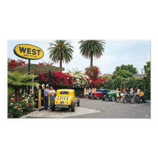 Foto Hot rod at a gas station in os Angeles  1969