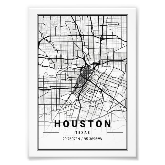 Foto Houston - Mapa de la ciudad luminosa de Texas (Frente)