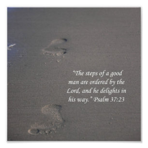 Foto Huellas de Sand Psalms 37:23 Impresión de las Escr