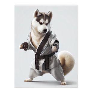 Foto Husky Dog Play Karate, campeón de Karate Husky Dog