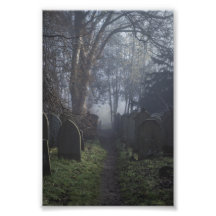 Hworth Churchyard en Mist 4x6 Print