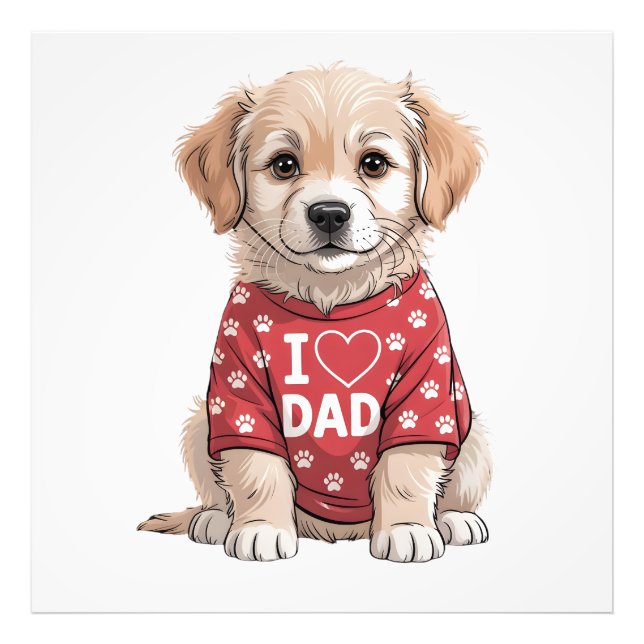 Foto I Love Dad Cute Puppy Dog with Paw Prints (Frente)