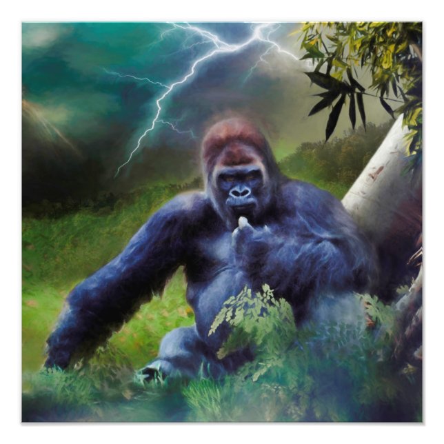 FOTO ILUMINACIÓN DE LA JUNGLE DE SILVERBACK GORILLA (Frente)