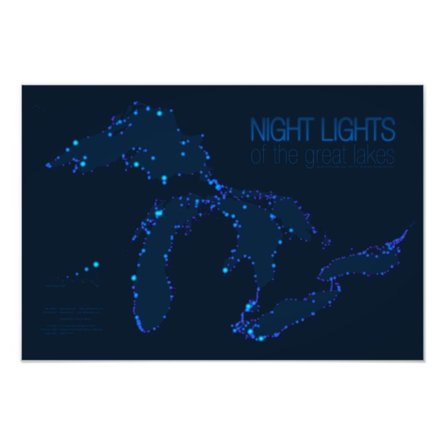 Foto Iluminación nocturna de los Grandes Lagos Impresió (Frente)