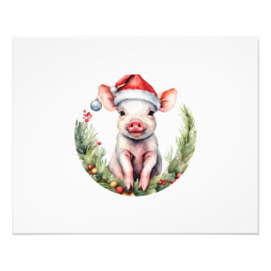 Foto Ilustración adorable de cerdito de Navidad con 