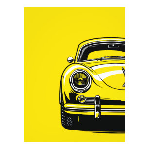 Foto Ilustración amarilla de arte pop frontal de automó