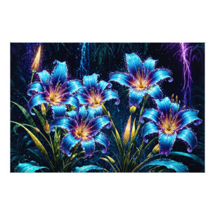 Foto Ilustracion bioluminiscente de jardín nocturno