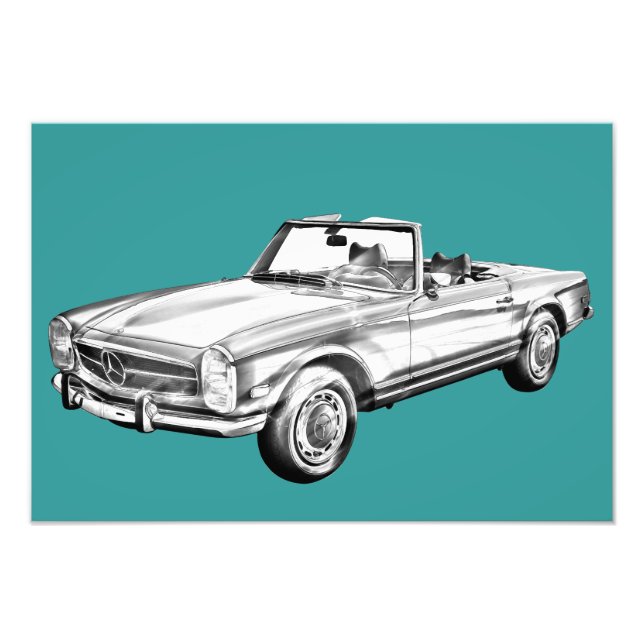 Foto Ilustracion convertible Mercedes Benz 280 SL (Frente)