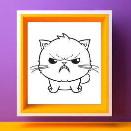 Foto Ilustración de arte de línea de gato enfadado y ad