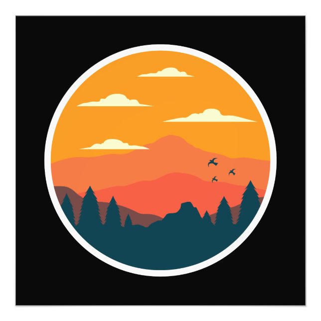 Foto Ilustracion de atardecer de montaña (Frente)