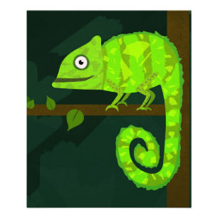Foto Ilustración de camaleón verde lindo Reptil tropica