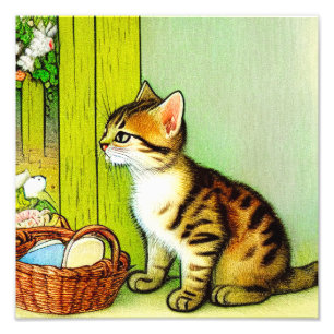 Foto Ilustracion de gato de tabby de época