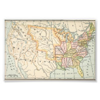 Ilustración de mapa histórico de Estados Unidos de
