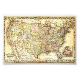 Foto Ilustración de mapa vintage de Estados Unidos anti