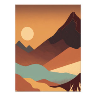 Foto Ilustracion de montaña Minimalista retro
