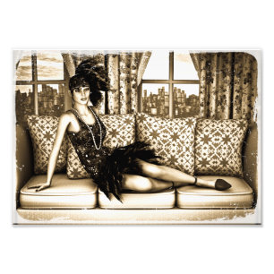 Foto Ilustración de mujer flapper Art Deco sepia