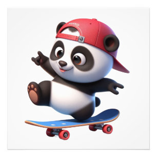 Foto Ilustración de Panda Monito Patinando