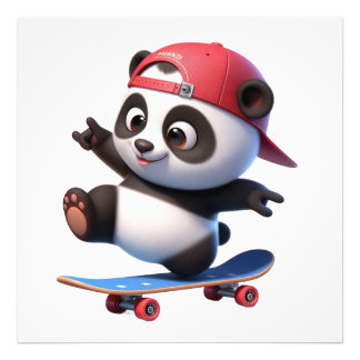 Foto Ilustración de Panda Monito Patinando
