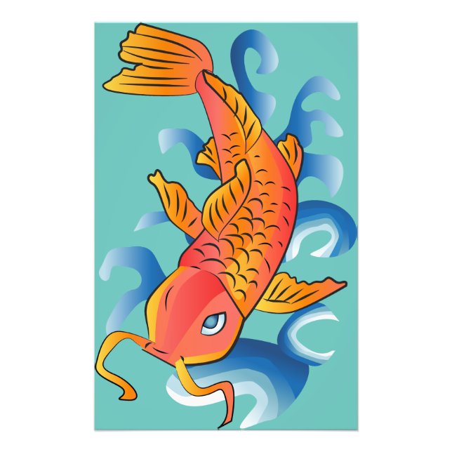 Foto Ilustracion De Pescado De Natación Koi (Frente)