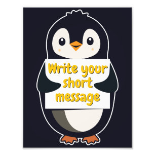Foto Ilustración de pingüino sosteniendo cartel persona