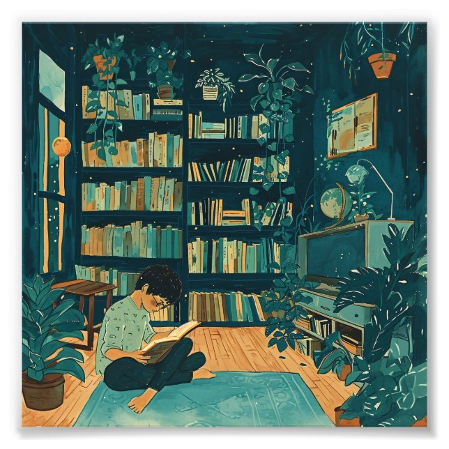 Foto Ilustracion de un joven leyendo un libro (Frente)