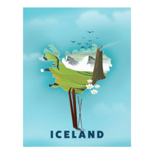 Foto Ilustración del mapa de Islandia cartel de viaje.