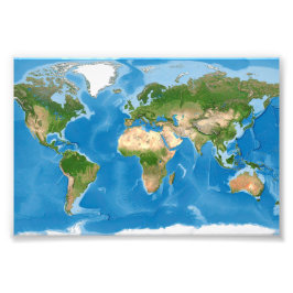 Foto Ilustración del mapa topográfico mundial de la Tie