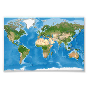 Foto Ilustración del mapa topográfico mundial de la Tie