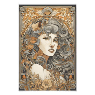 Foto Ilustración femenina vintage de retrato Art Nouvea