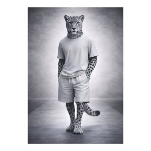 Foto Ilustración minimalista de Snow Leopard Streetwear