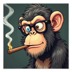Foto ilustracion personalizado de un mono gracioso fuma