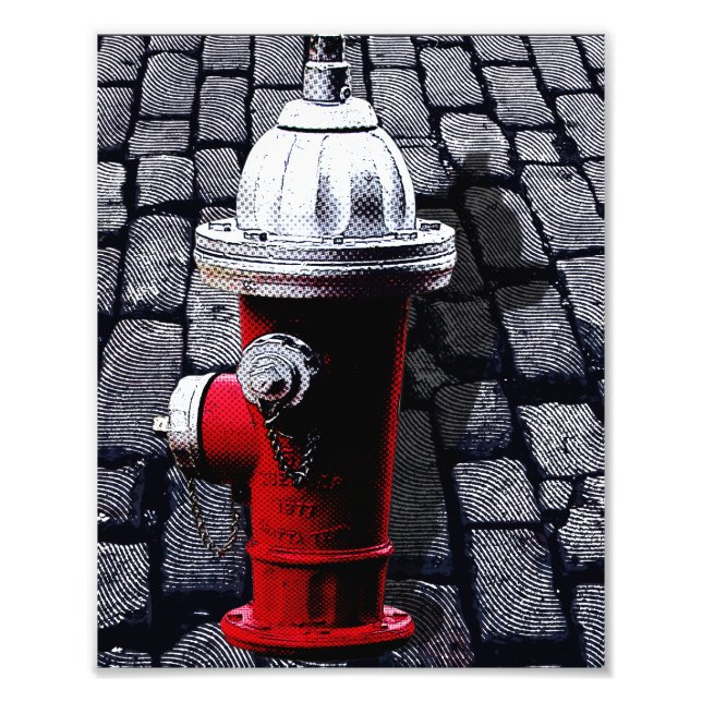 Foto Ilustracion Red Fire Hydrant NYC (Frente)