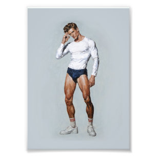 Foto Ilustración Retro de Atleta Masculino – Fitness Vi