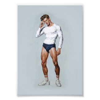Foto Ilustración Retro de Atleta Masculino – Fitness Vi