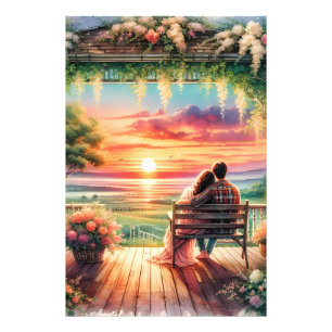 Foto Ilustración romántica de la vista del porche al at