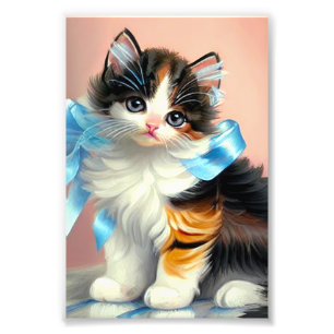 Foto Ilustracion Vintage Calico Kitten