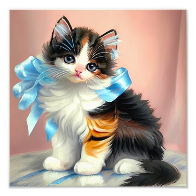 Foto Ilustracion Vintage Calico Kitten (Frente)