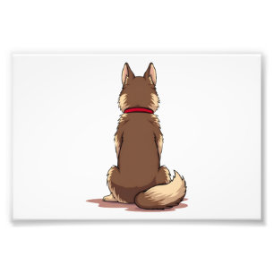Foto Ilustración Vintage de Perro Husky Vista Posterior