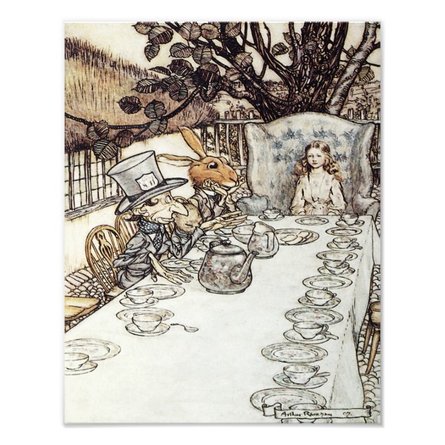 Foto Imagen impresa de Arthur Rackham 1907 "The Mad Tea (Frente)