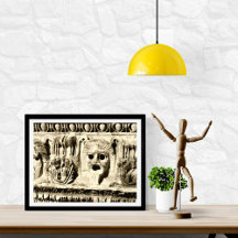 Foto impresa en un drama tallado en piedra romana