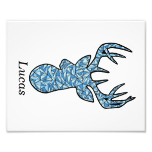 Foto impresión azul de la cabeza de los ciervos