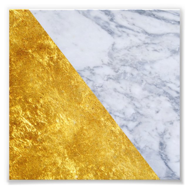 Foto Impresión cuadrada de la hoja de oro de mármol bla (Frente)
