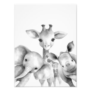 Foto Impresión de animales de Safari para bebés blancos