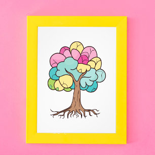 Foto Impresión de Arte de Árbol Cerebral con Pastel Abs