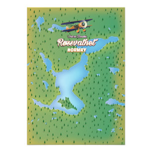 Foto Impresión de arte de mapa del lago Røssvatnet Noru