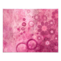 Impresión de arte floral rosado vibrante - Flores 