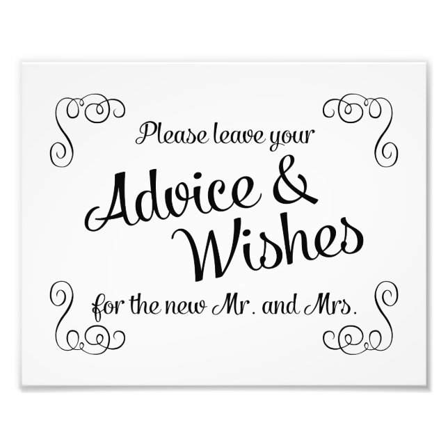 Foto Impresión de consejos y deseos de Swirls Boda (Frente)