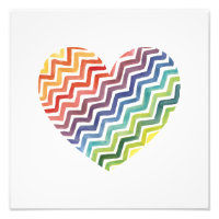 Impresión de corazón de Chevron arcoiris pintado c