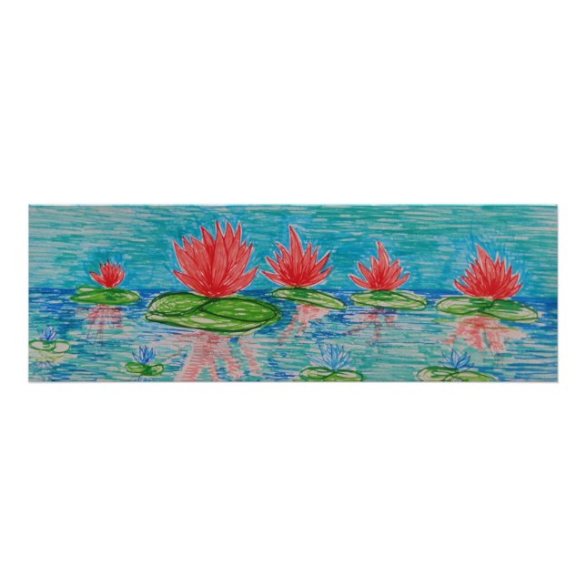 Foto Impresión de dibujo de flores de Lotus (Frente)
