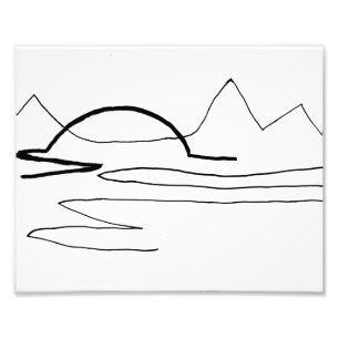 Foto Impresión de dibujo de línea de montaña